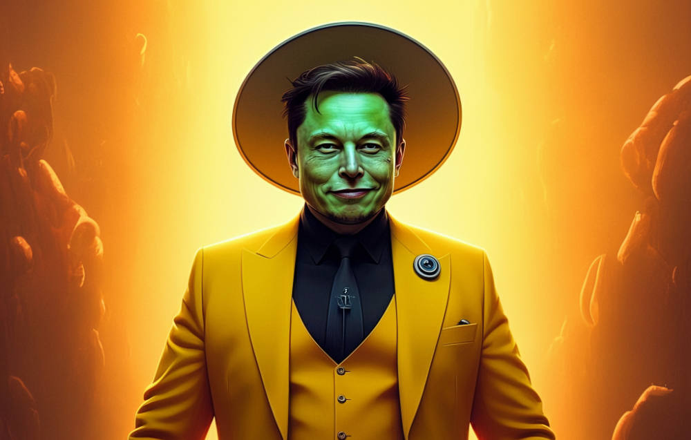 elon musk in a yellow suit